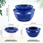4 Sets African Violet Pots 6 Inch Self Watering Pot for Indoor Ceramic Self Watering Planter for Flower Lovers Ideal Plant Pot Thriving Flower Maintenance