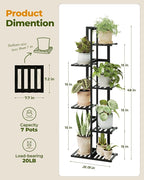 Bamworld Bamboo Plant Stand Indoor 6 Tiered Plant Shelf Outdoor Corner Plant Rack for Multiple Plants Flower Stand Plant Holder for Living Room Bedroom Balcony Patio Garden 48 Inch Black