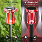DenicMic Solar Lights Outdoor 10 Pack Waterproof Red White LED Stainless Steel Stake Outside Lights for Yard Pathway Garden Driveway Walkway Landscape Path Lighting Valentines Day Decorations