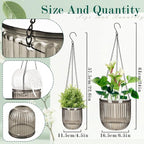 Self Watering Planters for Indoor Plants & Outdoor Plants Hanging Basket for Plants Modern Air Plant Pots with Drainage, Adjustable Hooks for Home, Balcony, Garden Décor Grey