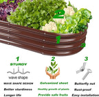 Raised Garden Bed Galvanized Planter Box Outdoor, Rot-Resistant Metal Garden Bed Planter for Vegetables Flower Herb (8ft, Brown)