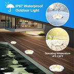 LED Landscape Lights, 12 Pack 7W Ground Lights With 24 Connectors, Low Voltage In-Ground Well Pathway Lighting, Daylight White, Waterproof for Driveway, Deck, Garden