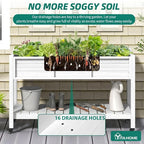YITAHOME Raised Garden Bed HDPE, 47x18x31In Raised Flower Bed Poly-Wood Weather-Resistant Elevated Planter Box with Lockable Wheels & Storage Shelf for Vegetable Flower, White