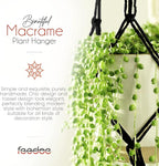Feedee Macrame Plant Hangers - 6 Pack, Black, Indoor/Outdoor, Cotton