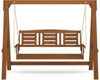 Furinno Tioman Hardwood Patio / Garden / Outdoor Large Porch Swing, 3 Seater with Hanging Frame, Natural