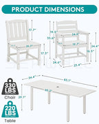 SERWALL 11-Piece Outdoor Dining Set, 60" - 83" Expandable Outdoor Dining Table and 10 HDPE Chairs, All Weather HDPE Outdoor Furniture Set for Backyard, Garden, White