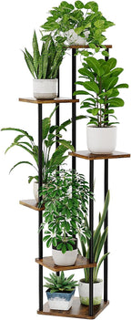 Bamworld Tall Plant Stand Indoor 6 Tier Plant Holder for Multiple Plants Corner Shelf Stand for Patio Garden Balcony Living Room Bedroom Brown
