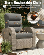 Outdoor Swivel Recliner Chair Set of 2, All-Weather Wicker Reclining Patio Chair with Adjustable Backrest and Footrest