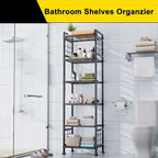 GIOTORENT 6-Wire Standing Storage Shelf for Bathroom Organizers and Storage & Laundry Room Organization, Metal Shelving Unit Pantry Rack for Kitchen & Bathroom, Black