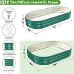 Oval Galvanized Planter Box, Metal Raised Garden Bed - 0.8MM Thick- Ideal for Outdoor Gardening and Planting of Vegetables Flowers Fruits Succulent Plants and Others (Green, 6X3X1 FT)