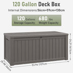 120 Gallon Outdoor Storage Box, Resin Deck Boxes Outdoor Waterproof - Image 2