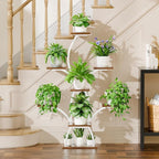 Plant Stand Indoor with Grow Lights, 6 Tiered Plant Shelf Indoor, 50" Corner Plant Stands for Indoor Plants, Lighted Tree-Shaped Plant Holder, Tall Flower Display Rack for Living Room, Patio（White)