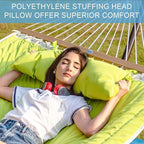 Lazy Daze Hammocks 12 FT Double Quilted Fabric Hammock with Spreader Bar and Detachable Pillow, Two Person Hammocks, 450lbs Weight Capacity (Light Green)