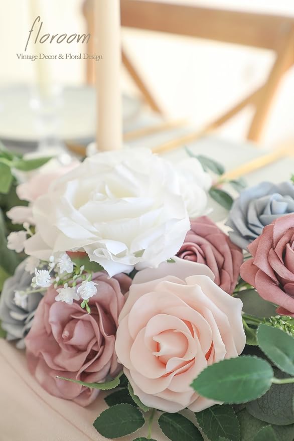 Artificial Eucalyptus Flower Garland, 6ft Blush and Powder Blue
