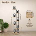 LASZOLA Black 6 Tiered Wood Plant Stand Indoor for Larger Heavy Duty Planter, Sturdy Multi Level Vertical Flowers Racks for Narrow Inside Floor, Decorate Shelving for Hold House Tree, Space Saving