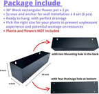 LaLaGreen Outdoor Wall Planters (30 Inch, 2 Pack) Carbon Steel Black Metal Hanging Flower Pots for Succulents, Wall Mount Rectangular Long Window Sill Box Fence Floating Shelf for Modern Garden Decor