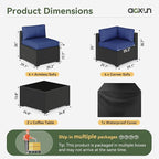 Aoxun 10 Piece Patio Furniture Set Wicker Rattan Patio Sectional Sofa Set Outdoor Seating Furniture with Thickened Cushion, Navy Blue