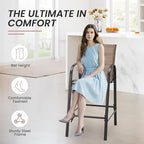 HOMREST Outdoor Bar Height Stools Set of 4,High Back Patio Chairs with Armrests,Textilene Chairs with Breathable Fabric & Metal Frame for All Weather,Brown