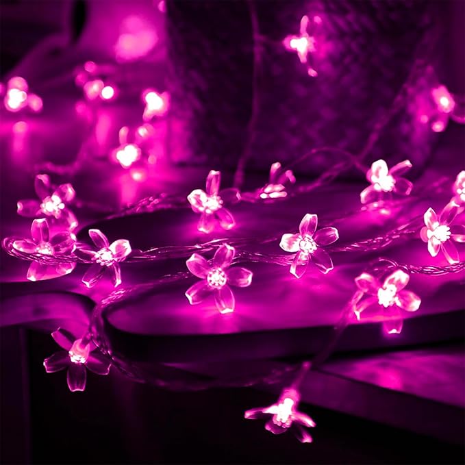 Indoor String Lights, 33 ft 100 LED Pink Cherry Blossom Flower Lights