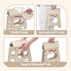ACSTEP Folding Step Stool 11 Inch, Sturdy Plastic Foldable Step Stool for Kids & Adults, Non Slip Lightweight Collapsible Foot Stools Holds 300 lbs, Ideal for Kitchen, Bathroom, Outdoor, Khaki