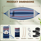 Chihee Cotton Hammock Large Soft Breathable Camping Hammock Holds Up to 660lbs Portable Tree Hammock with Detachable Spreader Bar Pillow 2 Strong Webbings 2 Carabiners Patio Garden Indoor Outdoor