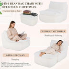 Boneless Chaise Lounge Chair Indoor, Adult Bean Bag Chair with Compressed Memory Foam, Comfy Back Support Sofa Bed Couch for Living Room Bedroom Office Apartment, No Assembly