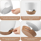 Plant Pots 10/9/8/7.5/7 inch, Self Watering Planters with Drainage Holes & Saucers for Indoor and Outdoor Plants (White)
