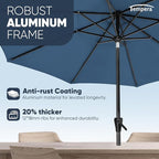 Tempera Patio Market Outdoor Table Umbrella with Auto Tilt and Crank, Large Sun Umbrella with Sturdy Pole & Fade Resistant Canopy, Easy to Set