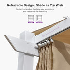 PURPLE LEAF 10' x 10' Outdoor Aluminum Pergola White Heavy-Duty Retractable Pergola Patio Metal with Double Sun Shade Canopy for Gardens Deck Backyard, Khaki