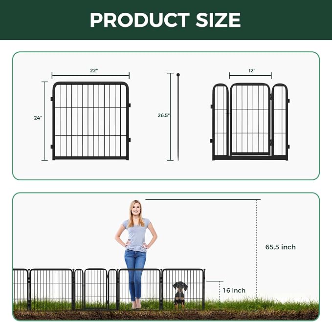 FXW Garden Fence Outdoor for The Yard – 24in x 30.4ft Heavy Duty Metal Animal - Image 5