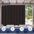 PureFit Outdoor Curtains for Patio Waterproof Weatherproof, UV Resistant Outside Curtains for Gazebo, Front Porch, Pergola, Sun Blocking Privacy Curtain, 120W x 84L inch, 1 Panel, Chocolate
