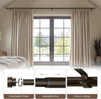2 Pack Modern Antique Brown Bronze Curtain Rods for Windows 66 to 120 Inches Adjustable Heavy Duty 1" Diameter Window Rod with Decorative Finials for Outdoor Farmhouse Bedroom Kitchen Living Room
