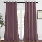 NICETOWN Bedroom Curtain 95 inches Long for Bedroom - Grommet Top Thermal Insulated Window Treatment Energy Saving Sound Reducing Drape for Living Room (Dry Rose, 1 Panel, W52 x L95)