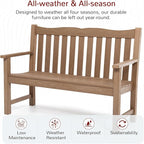 Stoog Outdoor Benches Set of 2, 2-Person Poly Lumber Garden Bench with Real Wood Look, Never Fade & Rust-Proof, All-Weather for Patio, Porch, Deck, and Backyard, Teak