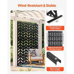 VEVOR Metal Privacy Screen, 47" W x 72" H, Outdoor Privacy Screens 5-Panel, Freestanding Outdoor Divider with Stand, Decorative Garden Steel Privacy Fence for Balcony Patio Indoor Room Black