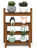 Furinno Tioman Outdoor Planter Staircase, Dark Red Meranti Hardwood