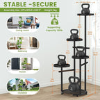 TOSKING 5 Tier Tall Plant Stand Indoor Outdoor, Heavy Duty Corner Plant Stand with Space-Saving Plant Shelf for Multiple Plants| Round Plant Table Design for Living Room Balcony Garden (Black, 38in)