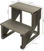 MyGift 2 Tier Rustic Dark Gray Wood Desktop Plant Rack, Farmhouse Style Planter Stand, Desk Display Organizer, Standing Flower Pot Shelf for Garden, Living Room