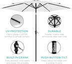Best Choice Products 10ft Outdoor Table Compatible Steel Polyester Market Patio Umbrella w/Crank and Easy Push Button Tilt