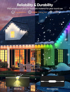 APPECK Permanent Outdoor Lights 100ft with 72 LEDs, 111 Scene Modes, Smart RGBW Lights with 40lm Warm White, App & Remote Control for Christmas, Halloween, Works with Alexa, Google Assistant, White