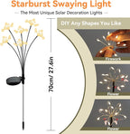 Solar Garden Lights 2 Pack Waterproof Solar Swaying Starburst Light Outdoor Lights for Yard Patio Walkway Pathway Party Wedding Christmas Decoration, Warm White
