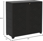 ADDOK Indoor Outdoor Plastic Storage Cabinet 34"x15"x34" with 1 Shelf, Outdoor Storage Shed for Living Room, Hallway, Balcony, Garage, Garden,Black