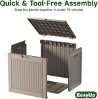 EasyUp 31 Gallon Outdoor Storage Box, Resin Waterproof UV-Resistant Deck Box, Reinforced Stability for Patio, Garden, and Poolside, Rattan Gray