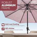 Tempera Patio Market Outdoor Table Umbrella with Auto Tilt and Crank, Large Sun Umbrella with Sturdy Pole & Fade Resistant Canopy, Easy to Set