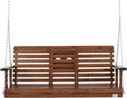 VEVOR Wooden Porch Swing 5 ft, Patio Bench Swing for Courtyard & Garden, Upgraded 880 lbs Strong Load Capacity, Heavy Duty Swing Chair Bench with Hanging Chains for Outdoors, Brown