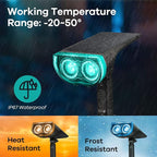 Consciot Solar Color Changing Outdoor Spotlights, 7 Lighting Modes Outside Solar Lights Waterproof IP67, Multicolor Christmas Decorations Landscape Lights for Pathway Patio Fence, Auto On/Off, 2 Pack