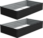8x4x1ft(2 PCS) Galvanized Raised Garden Bed,Outdoor Planter Box Metal Patio Kit Planting Bed for Vegetables Flowers Herb,Black