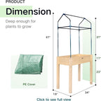 Raised Garden Bed with Greenhouse Cover,Elevated Wood Planter Box with Legs & Non-Woven Liner,34" L x18 W x 66" H Indoor Outdoor Gardening Bed for Vegetables, Herbs, Flowers