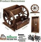 NestNature Wooden Wagon Planter Box,Raised Garden Bed,Decorative Garden Planters with Wheels-Outside Flower Pots for Indoor/Outdoor Décor Plants