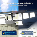 6000LM Solar Lights Outdoor Waterproof, 6 Heads Solar Flood Lights Outdoor with 2 Motion Sensor, 310 LED Motion Light with Remote Control for Yard Outside House Patio 2 Pack
